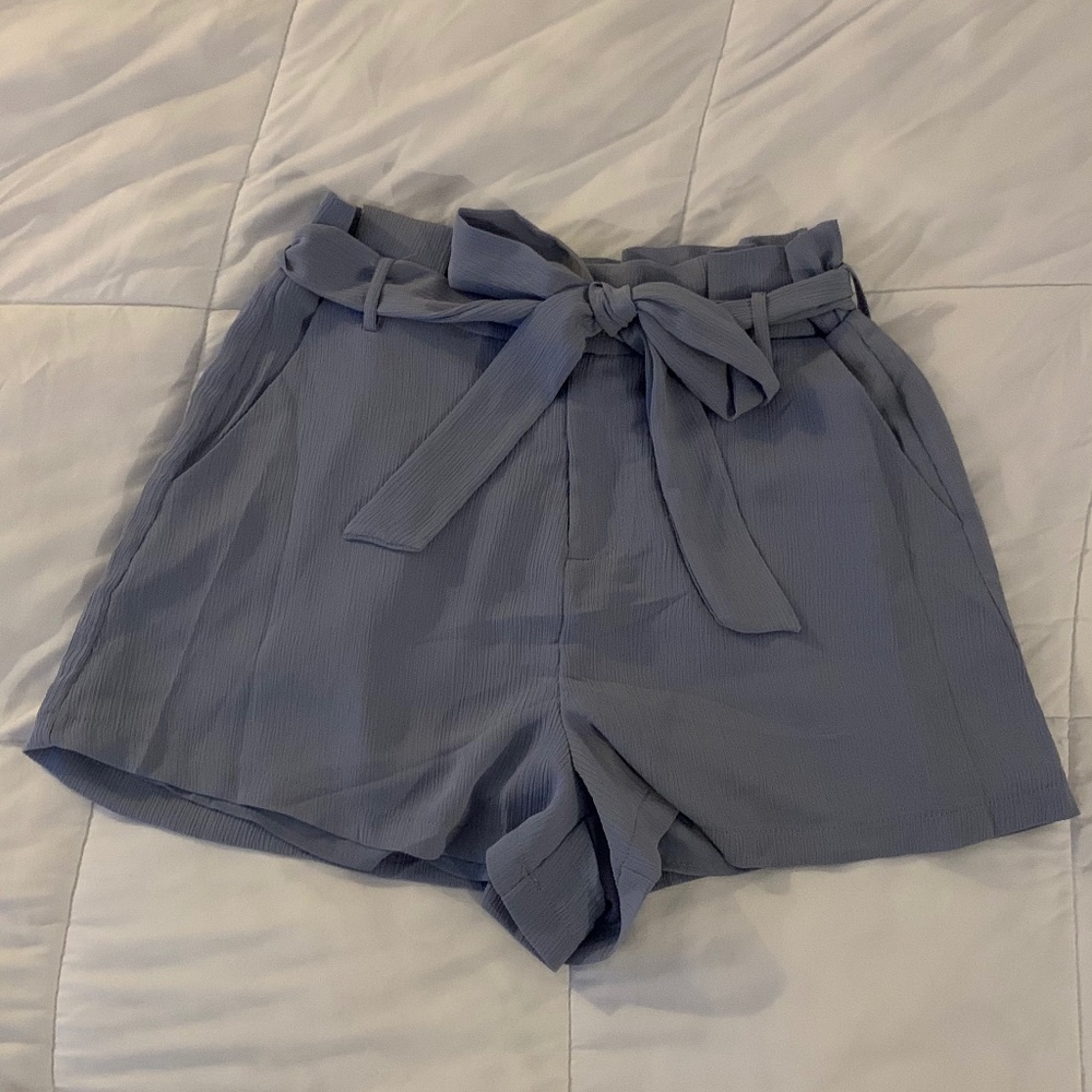 Lush Blue Slate Flowy Shorts with Pockets